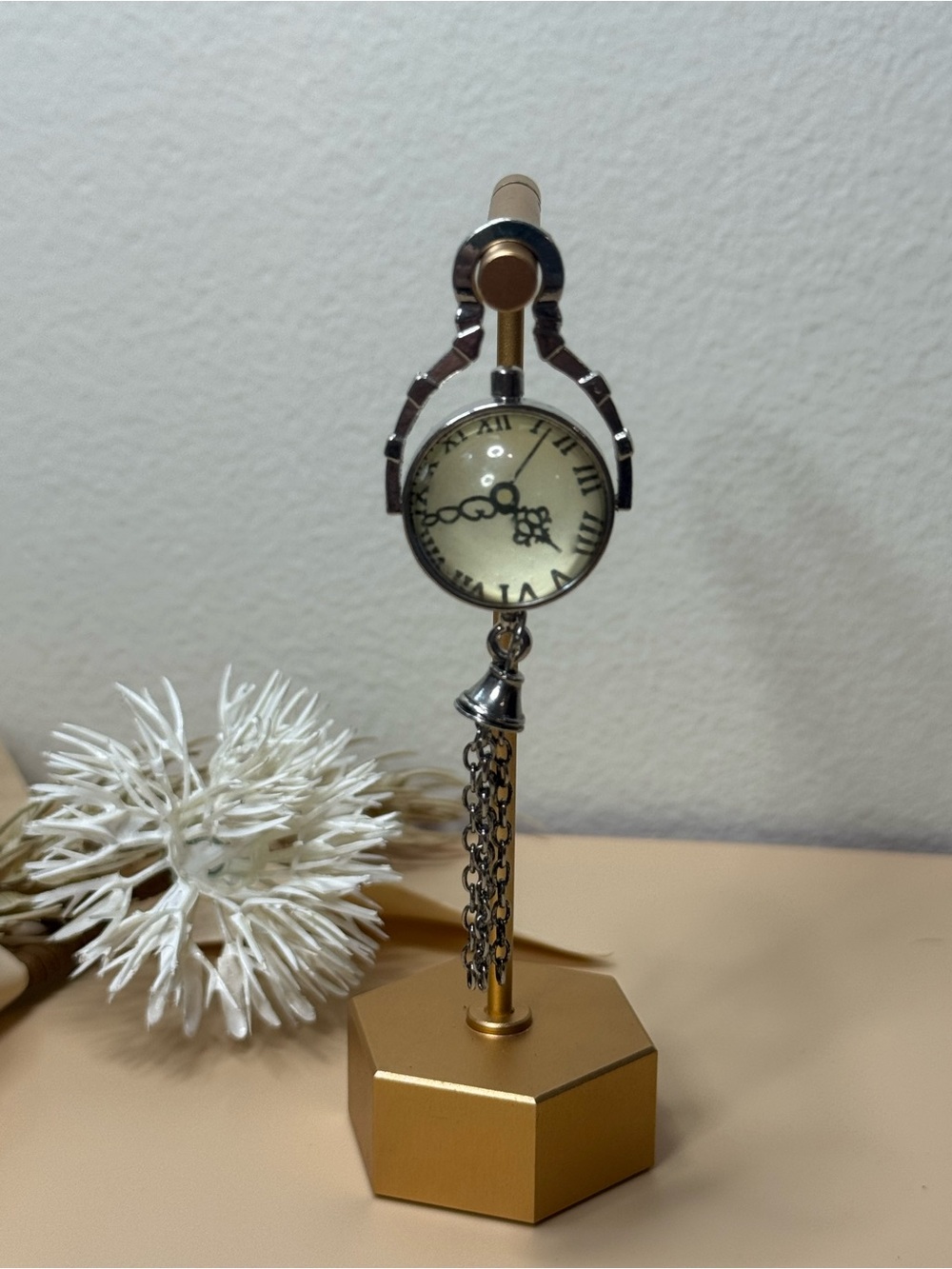 Vintage Silver Tone Pocket Watch Style Tassel Pendant Roman Numeral Face
